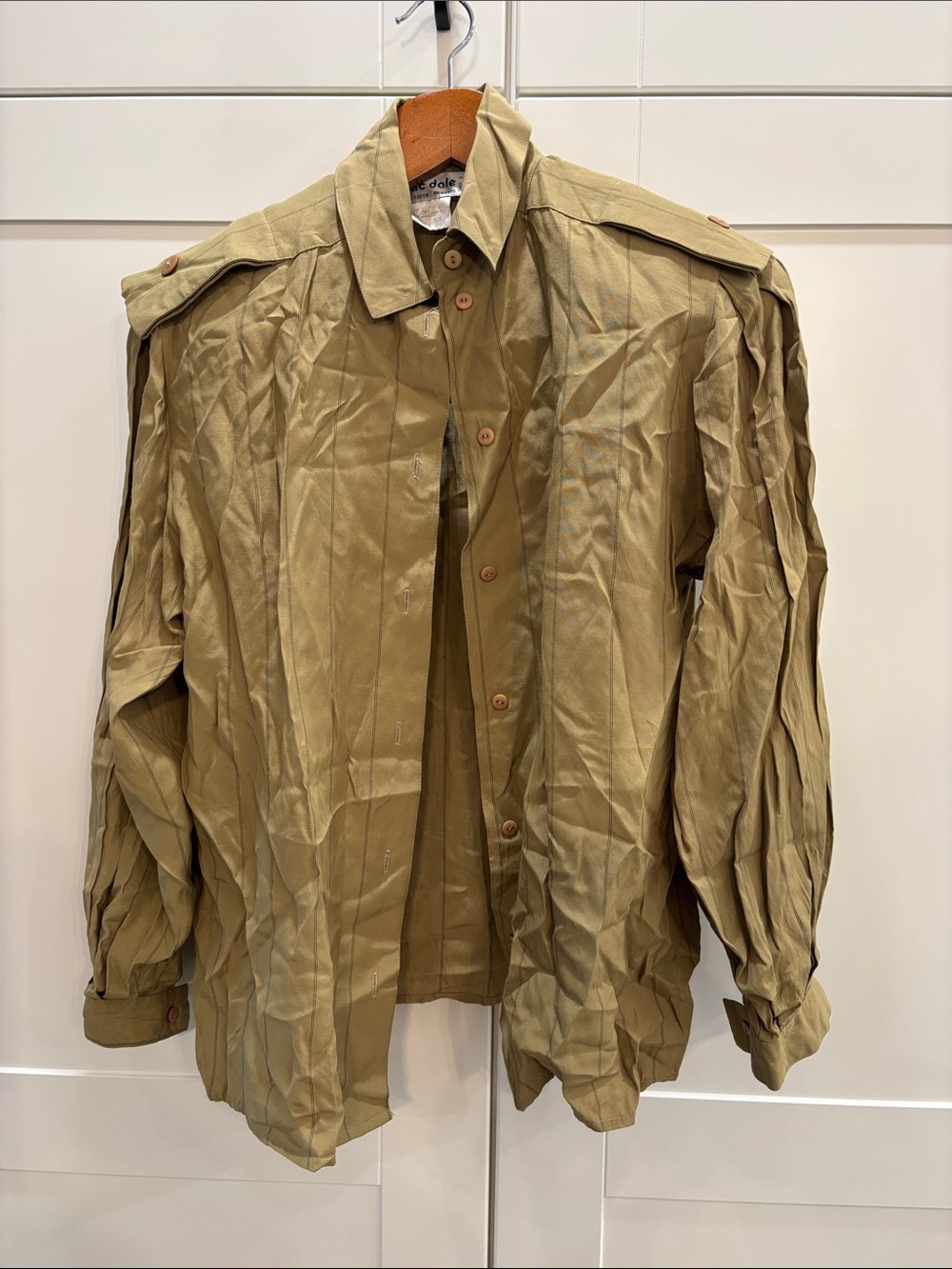 Women’s button down with shoulder pads